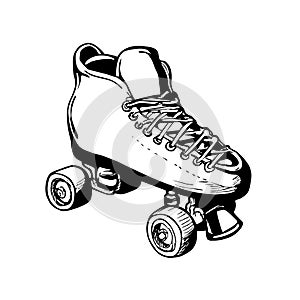 Vintage Woman or Ladies Roller Derby Skates Retro Stencil Black and White