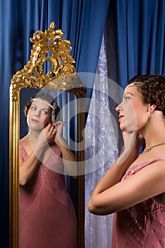 Vintage woman in mirror