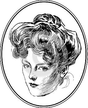 Vector illustration of a vintage woman \