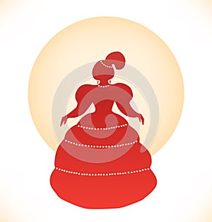 Vintage woman silhouette Retro image of aristocratic woman