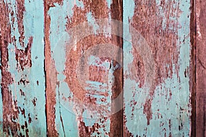 Vintage wood background with peeling paint. Vintage beach wood background - Old weathered wooden plank painted