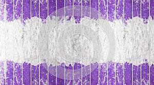 Vintage wood board, Two tone color purple and white painted wood wall as background or texture, Natural pattern. Blank copy space