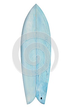 Vintage wood fish board surfboard isolated on white with clipping path for object photo