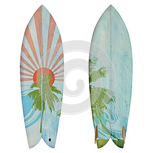 Vintage wood fish board surfboard