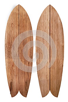 Vintage wood fish board surfboard isolated photo