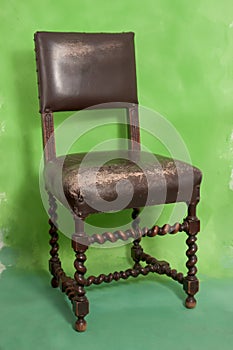 Vintage wood and leather chair