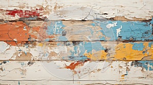 Vintage wood planks texture background, old damaged painted boards. Rough dirty wooden wall, worn multicolored surface. Theme of