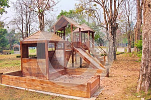 Vintage wood playground  , no children on background