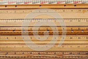 Vintage wood rulers background