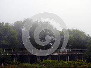 Vintage wood train bridge in FingerLakes country