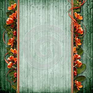 Vintage wooden background with spring blooming