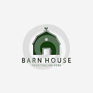 Vintage Wooden Barn Logo Vector Design Illustration, Barn House Icon, Agriculture, Livestock Company, Weathervane Rooster