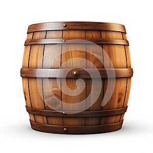 Vintage Wooden Barrel Isolated on White Background. Generative ai