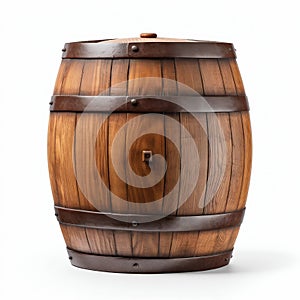 Vintage Wooden Barrel Isolated on White Background. Generative ai