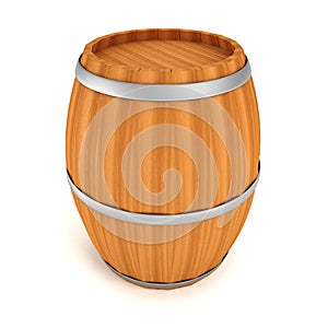 Vintage wooden barrel on white background