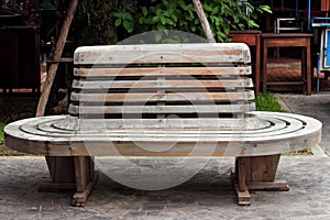 Vintage wooden bench on railway station