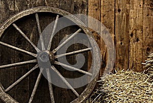 Vintage wooden carriage wheel