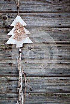 vintage wooden christmas decoration hanging - rustic holiday background