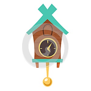 Vintage wooden cuckoo clock with pendulum