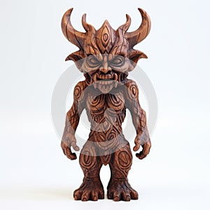 Vintage Wooden Demon Figure Inspired By Mark Henson And Kilian Eng