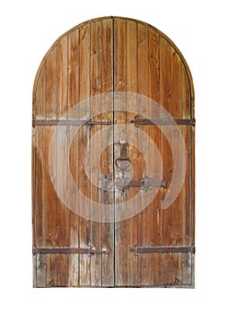 Vintage wooden door isolated over white