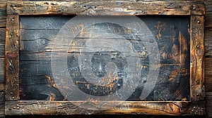 Vintage Wooden Frame with Distressed Black Background