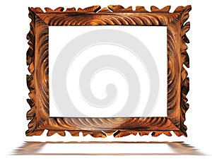 Vintage wooden old frame isolated on white