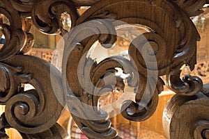 Vintage wooden patterns. Woodcarving. photo
