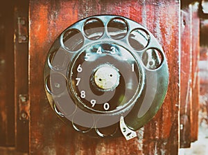 Vintage wooden phone with dial pad