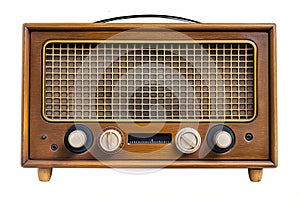 Vintage Wooden Radio Isolated on White