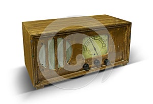 Old wooden radio photo