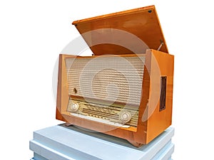 Vintage wooden radiogram photo