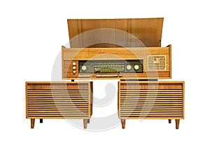 Vintage wooden radiogram photo