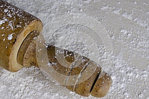 Vintage Wooden Rolling Pin Close Up