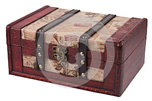 Vintage wooden treasure chest isolated
