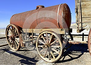 Vintage wooden wagon and spoked wheel