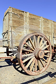 Vintage wooden wagon and spoked wheel