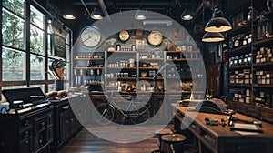 Vintage workshop with various tools and objects