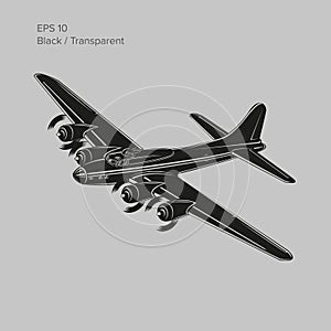 Vintage world war 2 legendary heavy bomber. Old retro piston engine propelled heavy aircraft. Vector illustration