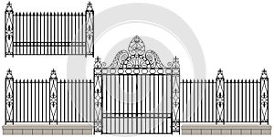 Vintage Wrought Iron Gate Design Set