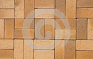 Vintage Yellow Brown Ceramic Clinker Pavers for Patio as a Textured Background for Your Text photo
