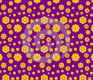 Vintage yellow flowers over violish background