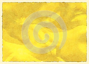 Vintage yellow frame background watercolor paper with faint old texture design, sunny lemon yellow
