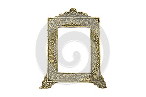 Vintage yellow picture frame  isolated on white background