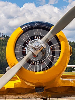 Vintage Yellow Propeller Aircraft