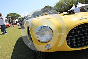 Vintage yellow racing car front