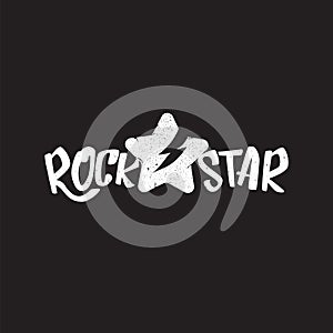 vintage yellow rock star print isolated on grunge grey background. Vector Grunge Rock star emblem,logo and label concept