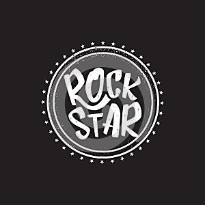 vintage yellow rock star print isolated on grunge grey background. Vector Grunge Rock star emblem,logo and label concept