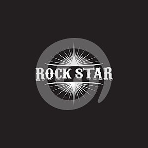 vintage yellow rock star print isolated on grunge grey background. Vector Grunge Rock star emblem,logo and label concept