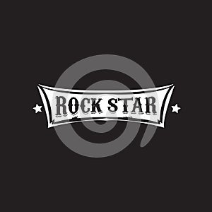 vintage yellow rock star print isolated on grunge grey background. Vector Grunge Rock star emblem,logo and label concept